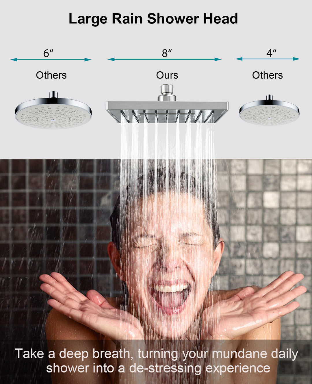 8 Inch Rainfall Shower Head with Angle Adjustable - brightshowers