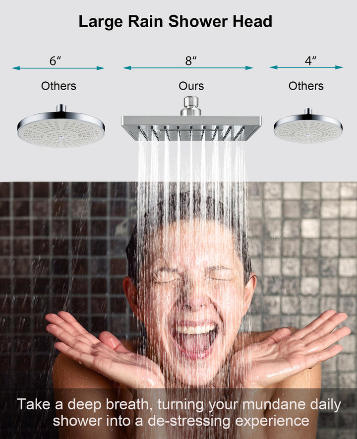 8 Inch Rainfall Shower Head with Angle Adjustable - brightshowers
