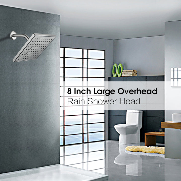 8 Inch Rainfall Shower Head with Angle Adjustable - brightshowers