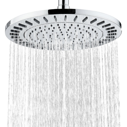 BRIGHT SHOWERS Rain Shower Head, 9 Inch High Pressure Waterfall Showerhead with Adjustable Angle and Anti-clogging Silicone Nozzles, Luxury Bathroom Overhead Shower