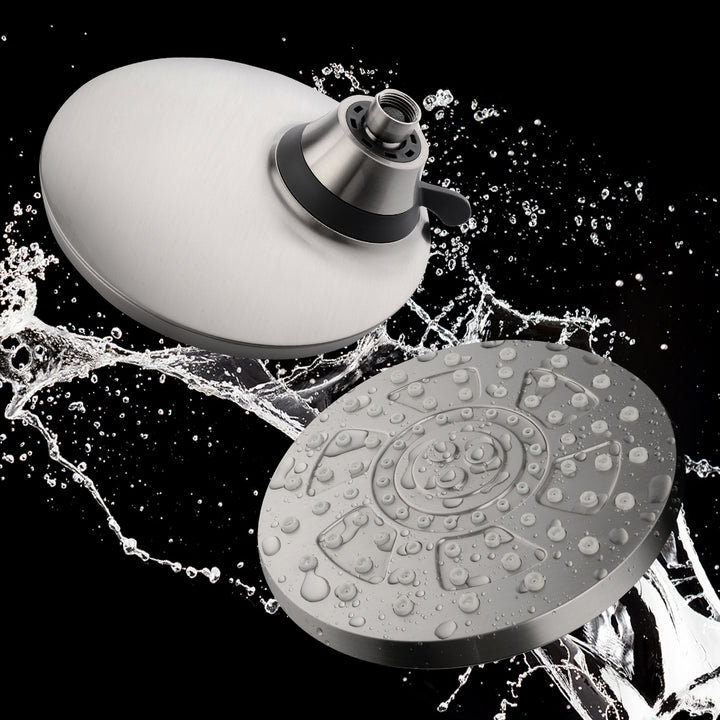 Rain Shower Head with 4 Spray Settings and Adjustable Ball Joint, 8 Inch - brightshowers
