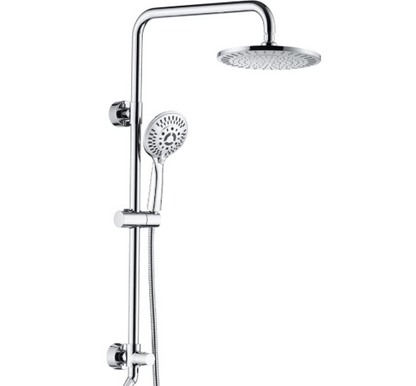 BRIGHT SHOWERS Rain Shower heads system including rain fall shower head and handheld shower head with height adjustable holder , solid brass rail 60 inch long stainless steel shower hose